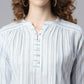 Janasya Women's White Cotton Slub Striped Straight Top | Swadesiicart