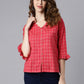 Janasya Women's Red Cotton Checkered Regular Top | Swadesiicart