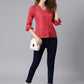 Janasya Women's Red Cotton Checkered Regular Top | Swadesiicart