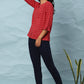 Janasya Women's Red Cotton Checkered Regular Top | Swadesiicart