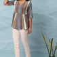 Janasya Women's Multicolor Cotton Striped Gathered Top | Swadesiicart