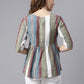 Janasya Women's Multicolor Cotton Striped Gathered Top | Swadesiicart