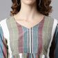 Janasya Women's Multicolor Cotton Striped Gathered Top | Swadesiicart