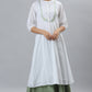 Janasya Women's White Cotton Embroidered Flared Kurta | Swadesiicart