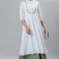 Janasya Women's White Cotton Embroidered Flared Kurta | Swadesiicart