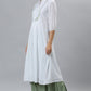Janasya Women's White Cotton Embroidered Flared Kurta | Swadesiicart