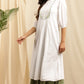 Janasya Women's White Cotton Embroidered Flared Kurta | Swadesiicart