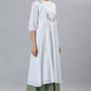 Janasya Women's White Cotton Embroidered Flared Kurta | Swadesiicart