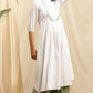 Janasya Women's White Cotton Embroidered Flared Kurta | Swadesiicart