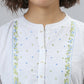 Janasya Women's White Cotton Embroidered Flared Kurta | Swadesiicart