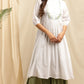 Janasya Women's White Cotton Embroidered Flared Kurta | Swadesiicart