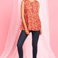 Janasya Women's Orange Poly Georgette Floral Print Regular Top | Swadesiicart