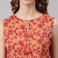 Janasya Women's Orange Poly Georgette Floral Print Regular Top | Swadesiicart
