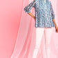 Janasya Women's Blue Poly Georgette Floral Print Pleated Top | Swadesiicart