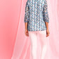 Janasya Women's Blue Poly Georgette Floral Print Pleated Top | Swadesiicart