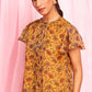 Janasya Women's Mustard Poly Georgette Floral Print Regular Top | Swadesiicart
