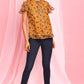 Janasya Women's Mustard Poly Georgette Floral Print Regular Top | Swadesiicart