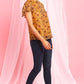 Janasya Women's Mustard Poly Georgette Floral Print Regular Top | Swadesiicart