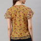 Janasya Women's Mustard Poly Georgette Floral Print Regular Top | Swadesiicart