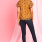Janasya Women's Mustard Poly Georgette Floral Print Regular Top | Swadesiicart