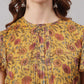 Janasya Women's Mustard Poly Georgette Floral Print Regular Top | Swadesiicart