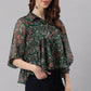 Janasya Women's Green Poly Georgette Floral Print Regular Top | Swadesiicart