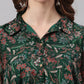Janasya Women's Green Poly Georgette Floral Print Regular Top | Swadesiicart