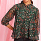 Janasya Women's Green Poly Georgette Floral Print Regular Top | Swadesiicart