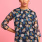 Janasya Women's Navy Blue Poly Georgette Floral Print Regular Top | Swadesiicart