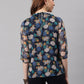 Janasya Women's Navy Blue Poly Georgette Floral Print Regular Top | Swadesiicart