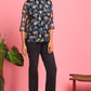 Janasya Women's Navy Blue Poly Georgette Floral Print Regular Top | Swadesiicart
