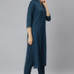 Janasya Women's Teal Rayon Solid Kurta With Pant And Dupatta | Swadesiicart