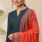 Janasya Women's Teal Rayon Solid Kurta With Pant And Dupatta | Swadesiicart