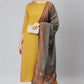 Janasya Women's Mustard Rayon Solid Kurta With Pant And Dupatta | Swadesiicart