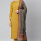 Janasya Women's Mustard Rayon Solid Kurta With Pant And Dupatta | Swadesiicart