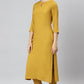 Janasya Women's Mustard Rayon Solid Kurta With Pant And Dupatta | Swadesiicart