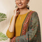 Janasya Women's Mustard Rayon Solid Kurta With Pant And Dupatta | Swadesiicart