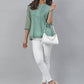 Janasya Women's Green Kota Doria Embellished Regular Top | Swadesiicart