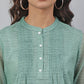 Janasya Women's Green Kota Doria Embellished Regular Top | Swadesiicart