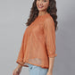 Janasya Women's Rust Kota Doria Solid Panelled Top | Swadesiicart
