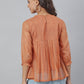 Janasya Women's Rust Kota Doria Solid Panelled Top | Swadesiicart