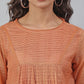 Janasya Women's Rust Kota Doria Solid Panelled Top | Swadesiicart