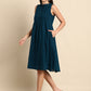 Janasya Women's Teal Cotton Solid A-line Western Dress | Swadesiicart