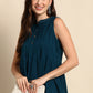 Janasya Women's Teal Cotton Solid A-line Western Dress | Swadesiicart