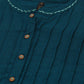 Janasya Women's Teal Cotton Solid A-line Western Dress | Swadesiicart