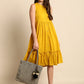 Janasya Women's Mustard Cotton Solid Flared Western Dress | Swadesiicart