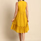 Janasya Women's Mustard Cotton Solid Flared Western Dress | Swadesiicart