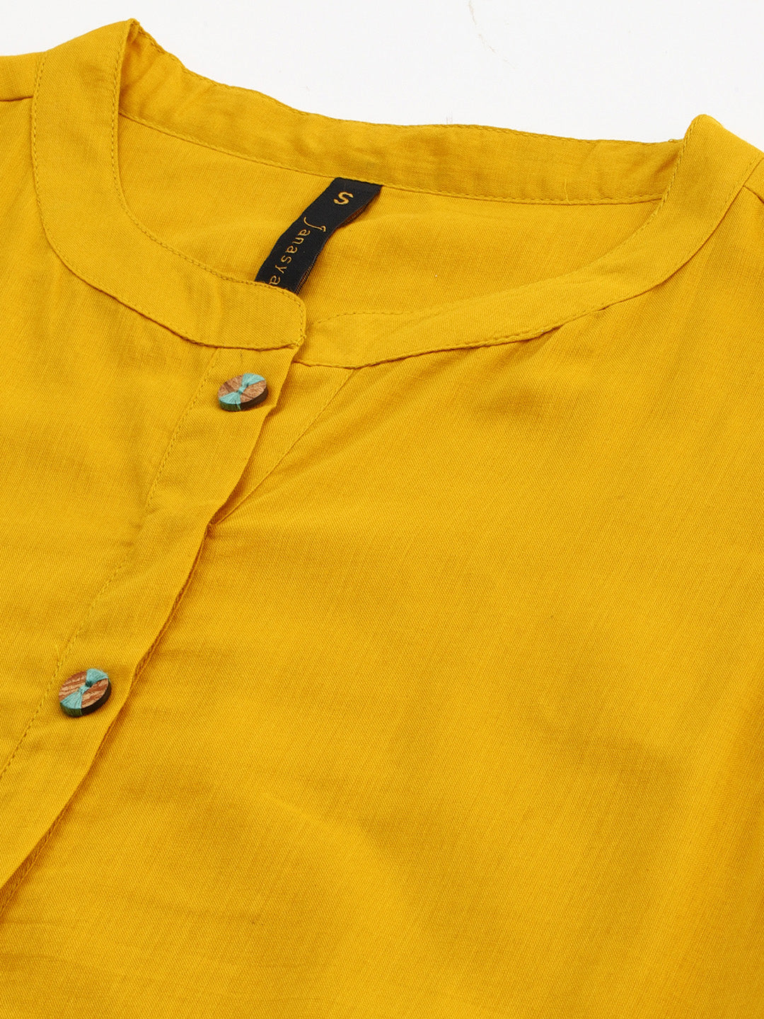 Janasya Women's Mustard Cotton Solid Flared Western Dress | Swadesiicart