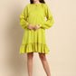 Janasya Women's Mustard Cotton Solid Drop-Waist Western Dress | Swadesiicart