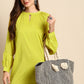 Janasya Women's Mustard Cotton Solid Drop-Waist Western Dress | Swadesiicart